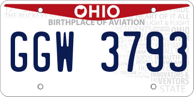 OH license plate GGW3793