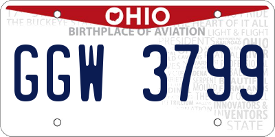 OH license plate GGW3799