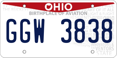 OH license plate GGW3838