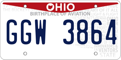 OH license plate GGW3864
