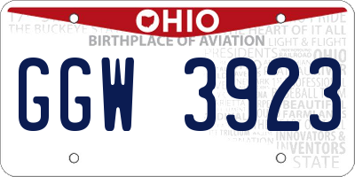 OH license plate GGW3923