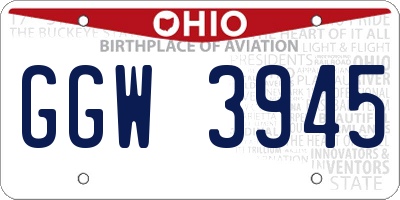 OH license plate GGW3945