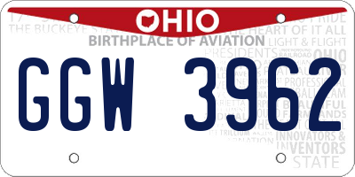 OH license plate GGW3962
