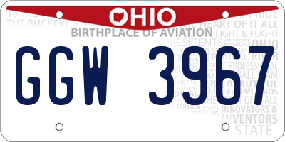 OH license plate GGW3967