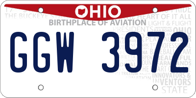 OH license plate GGW3972