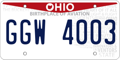 OH license plate GGW4003