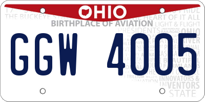 OH license plate GGW4005