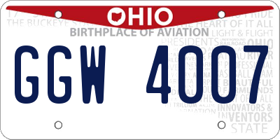 OH license plate GGW4007