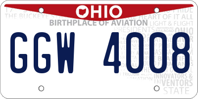 OH license plate GGW4008