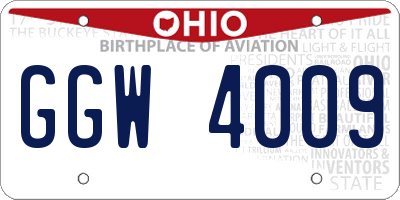 OH license plate GGW4009