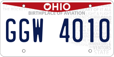 OH license plate GGW4010