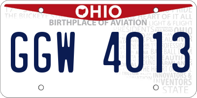 OH license plate GGW4013