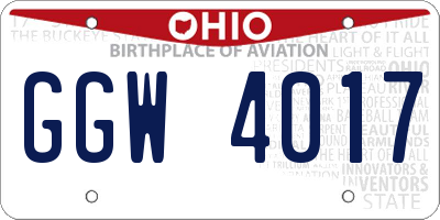 OH license plate GGW4017