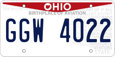 OH license plate GGW4022