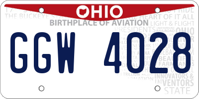 OH license plate GGW4028