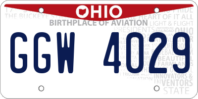 OH license plate GGW4029