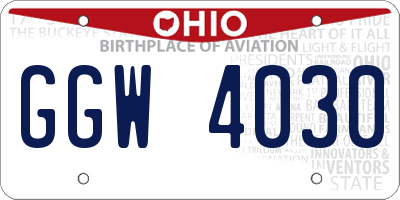 OH license plate GGW4030
