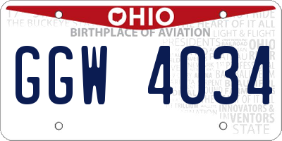 OH license plate GGW4034