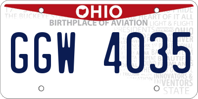 OH license plate GGW4035
