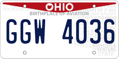 OH license plate GGW4036