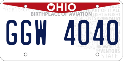 OH license plate GGW4040
