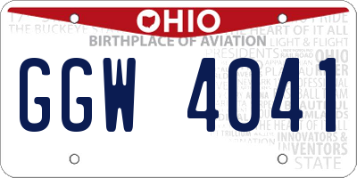OH license plate GGW4041