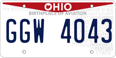 OH license plate GGW4043