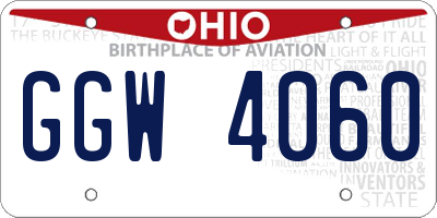 OH license plate GGW4060