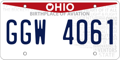 OH license plate GGW4061