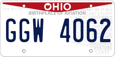 OH license plate GGW4062