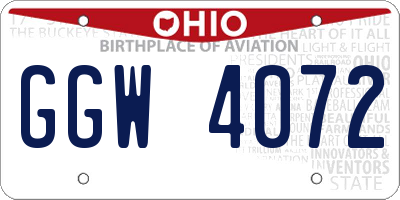 OH license plate GGW4072