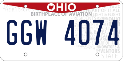 OH license plate GGW4074