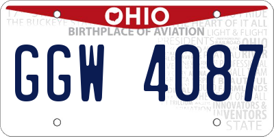 OH license plate GGW4087