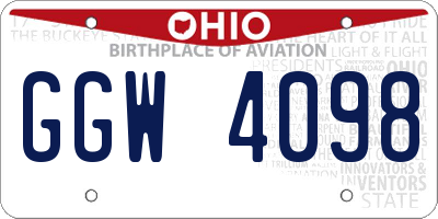 OH license plate GGW4098