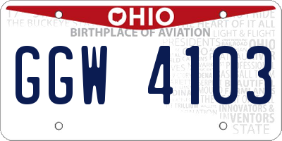 OH license plate GGW4103
