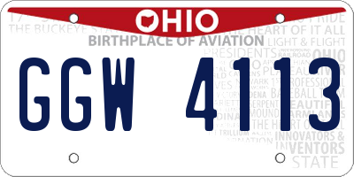 OH license plate GGW4113