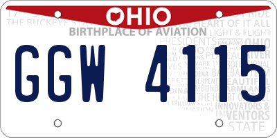 OH license plate GGW4115
