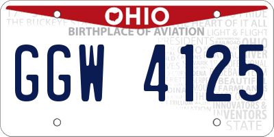 OH license plate GGW4125
