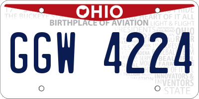 OH license plate GGW4224