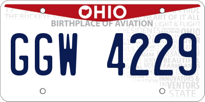 OH license plate GGW4229