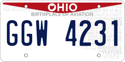 OH license plate GGW4231
