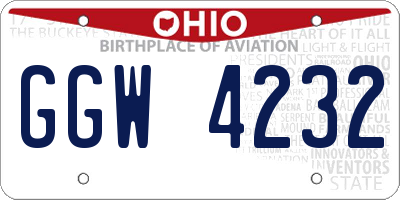 OH license plate GGW4232