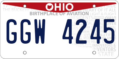 OH license plate GGW4245