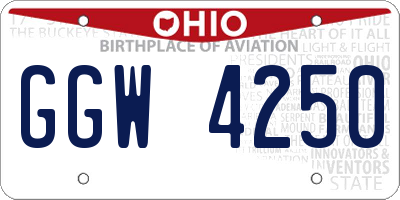 OH license plate GGW4250