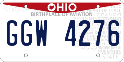 OH license plate GGW4276
