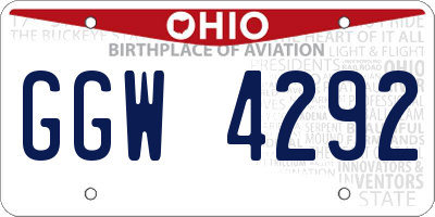 OH license plate GGW4292