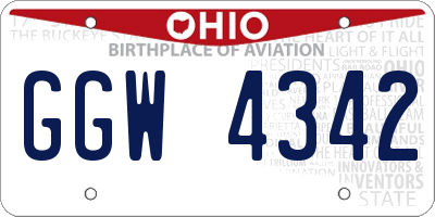 OH license plate GGW4342