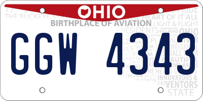 OH license plate GGW4343