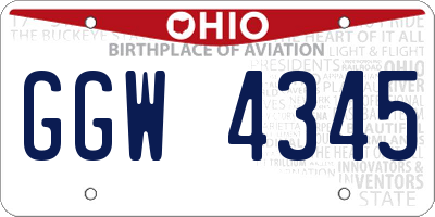 OH license plate GGW4345
