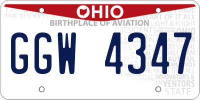 OH license plate GGW4347